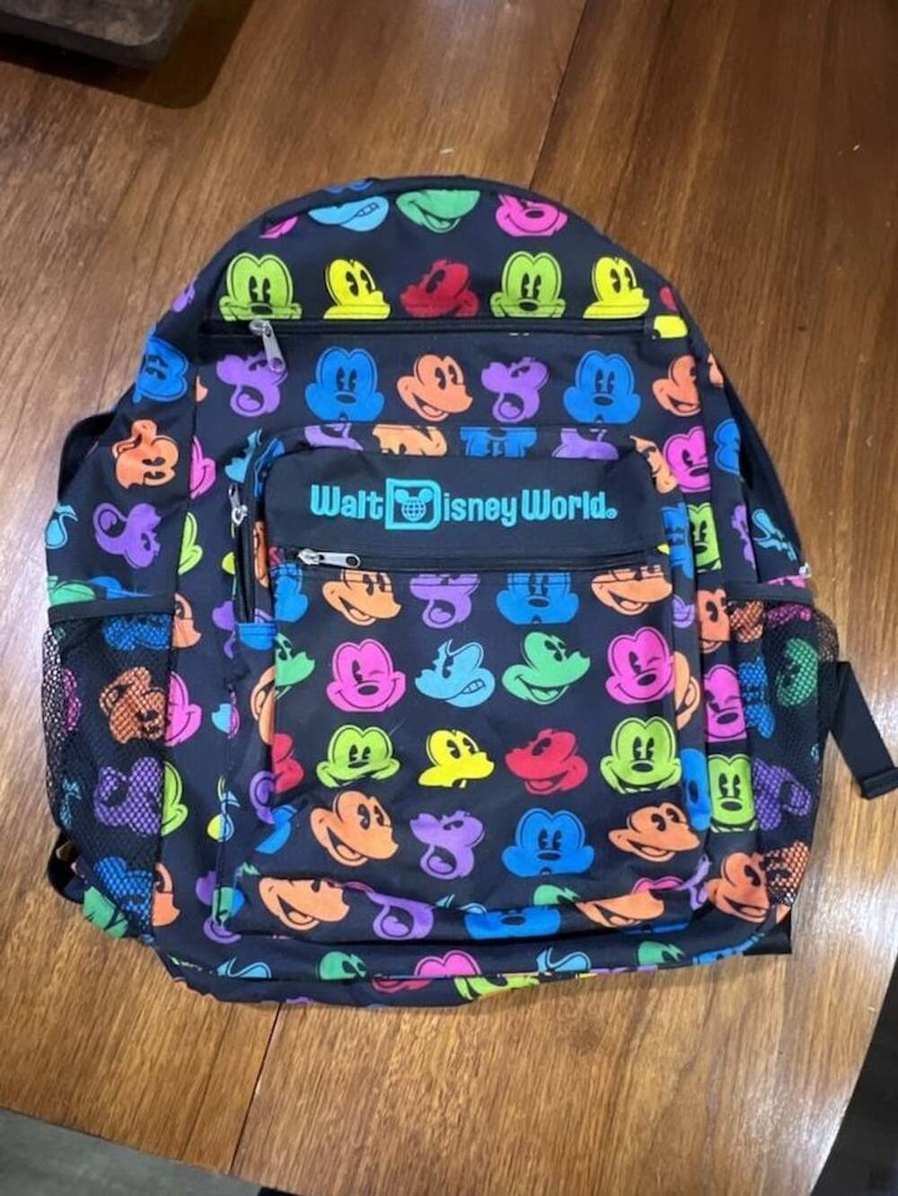 Disney Walt Disney World Mickey Mouse Faces Rainbow Backpack Black